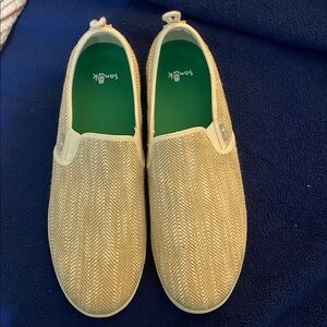 SANUK Sideline Herringbone Woven Canvas Loafers Size 14 NWOT